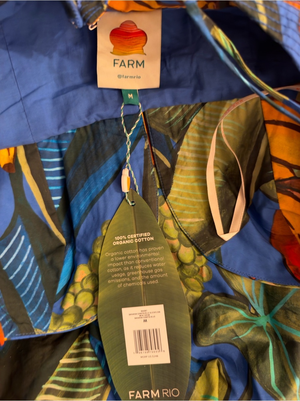 FARM Rio Blue Banana Sleeveless Mini Dress with Green and Yellow Accents - Picture 7 of 11